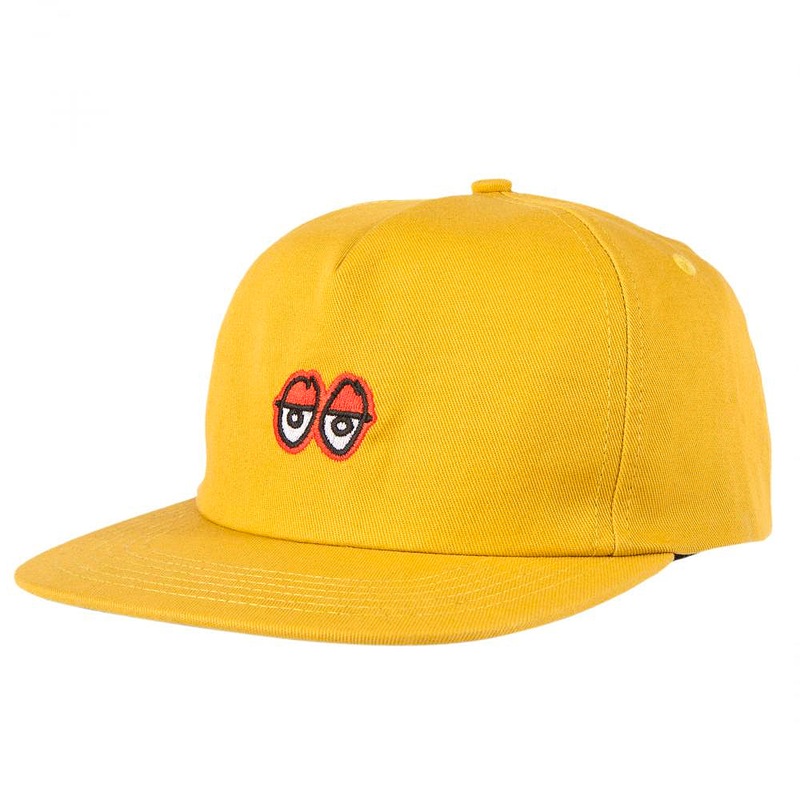 Krooked Eyes Snapback Hat – Gold / Red