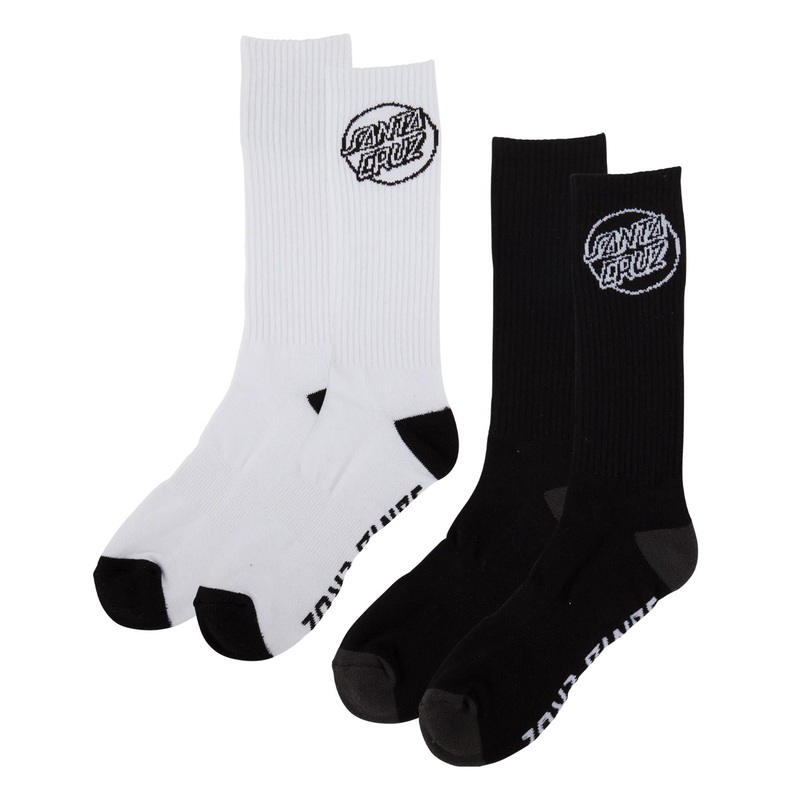 Opus Strip Crew Mens Santa Cruz Socks X2 Pairs Black/White 9-11 2 Pairs