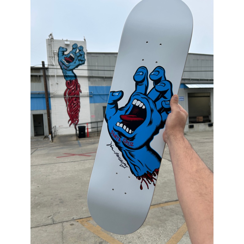 Signed 8.25in Jim Phillips Screaming Hand Santa Cruz Skateboard Deck No Color 8.25in x 31.8in