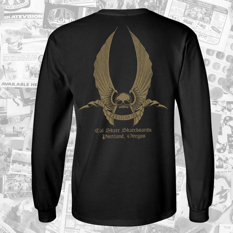 Cal Skate “Skull and Wings- Black and Gold” Long Sleeve Shirt Small