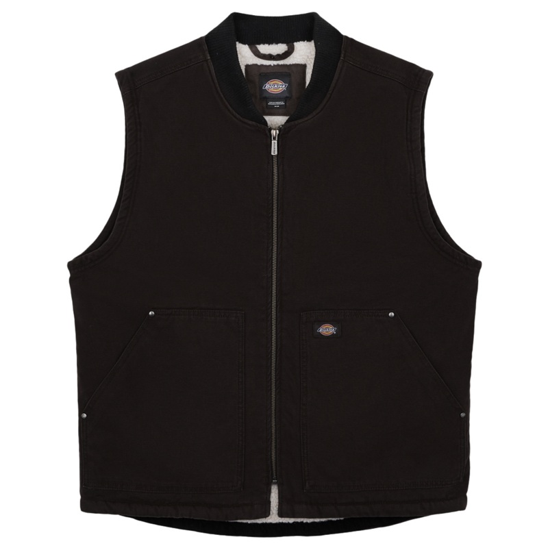 Dickies Duck High Pile Sherpa Lined Dark Brown Vest Dark Brown Medium