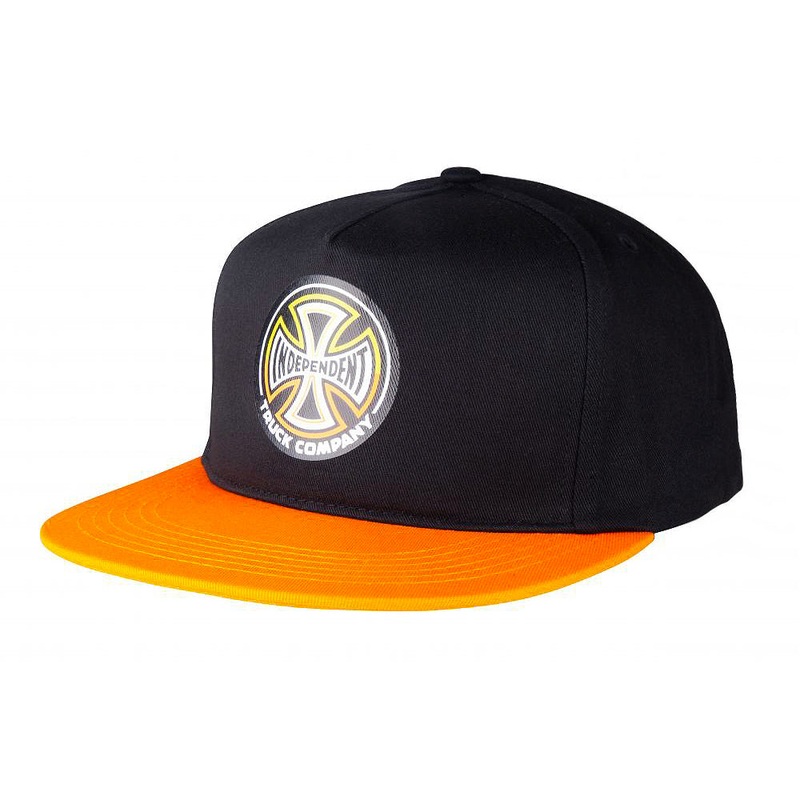 Independent Split Cross Snapback Cap – Black / Orange
