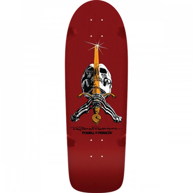 Powell Peralta Rodriguez Skull/Sword 08 10″ Burgundy Skateboard Deck