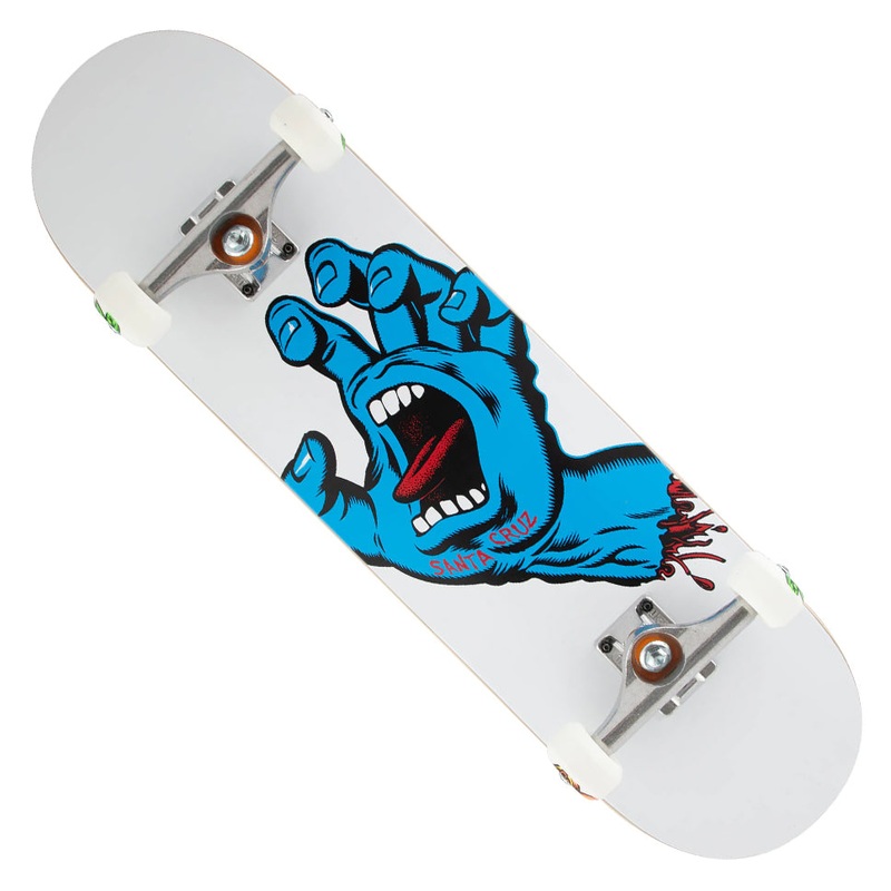 Santa Cruz Screaming Hand Premium Complete Skateboard White 8.25 x 31.8 WB:14.1875