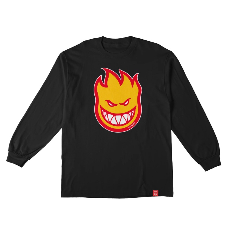 Spitfire Bighead Fill Long Sleeve (Youth) Shirt Black w/ Gold/Red Print YL