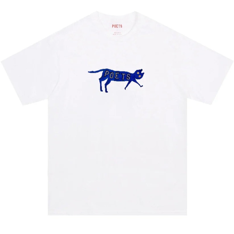 Poets Cat T Shirt White Medium