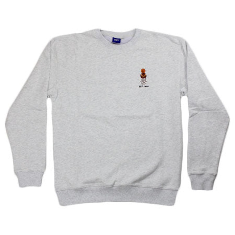 Quartersnacks Embroidered Snackman Crewneck Sweatshirt Ash Grey Large