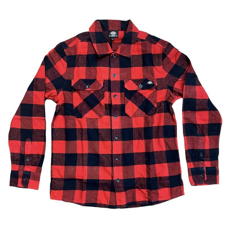 Sacramento Shirt Longsleeve Red Black Flannel Dickies Skateboarding Tee WLR23PAE MD