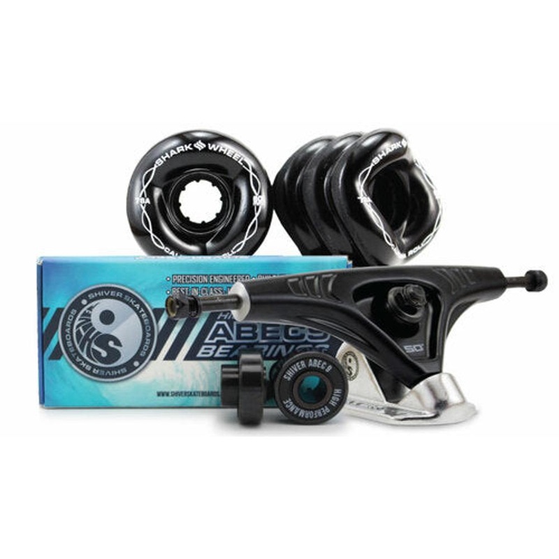 Shark Wheel 60mm Skateboard Combo Kit – 1-Truck – California Roll Wheels Black