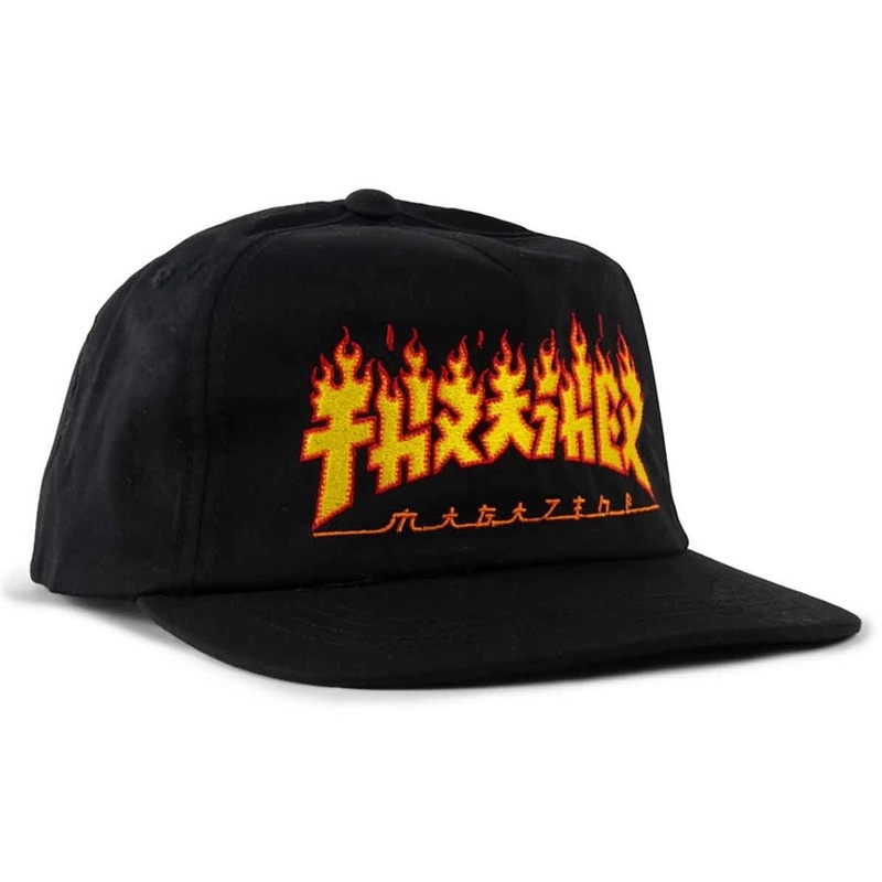 THRASHER GODZILLA FLAME SNAPBACK BLACK OS