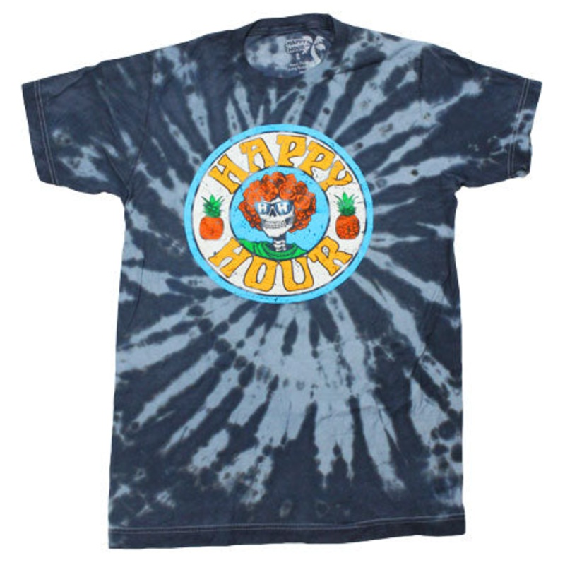 Happy Hour Eyewear Skull & Rose T Shirt Black Tie Dye Small