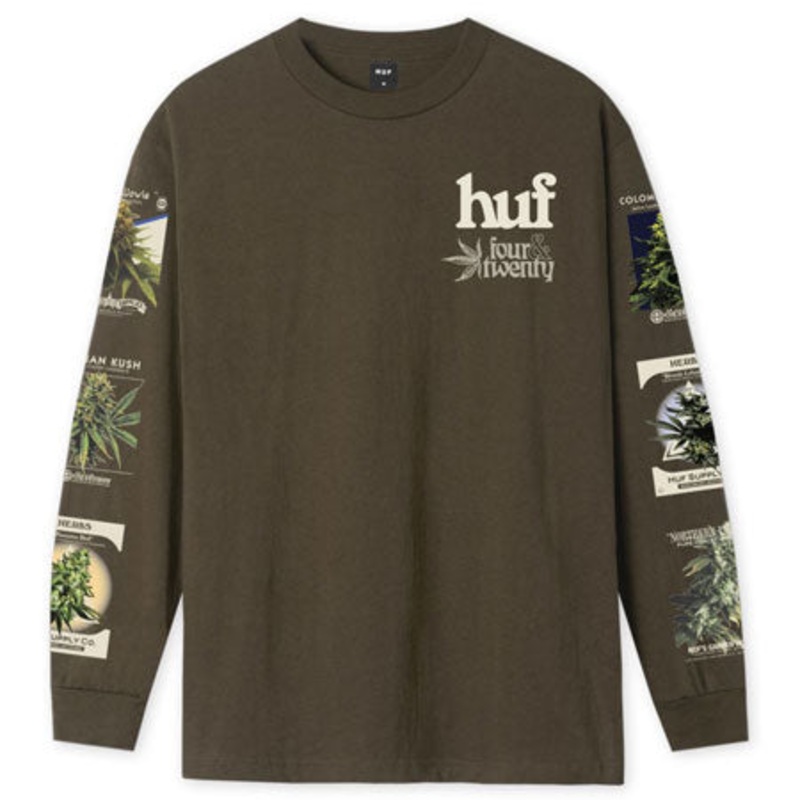 HUF Garden Supply Long Sleeve T Shirt Dark Chocolate Large