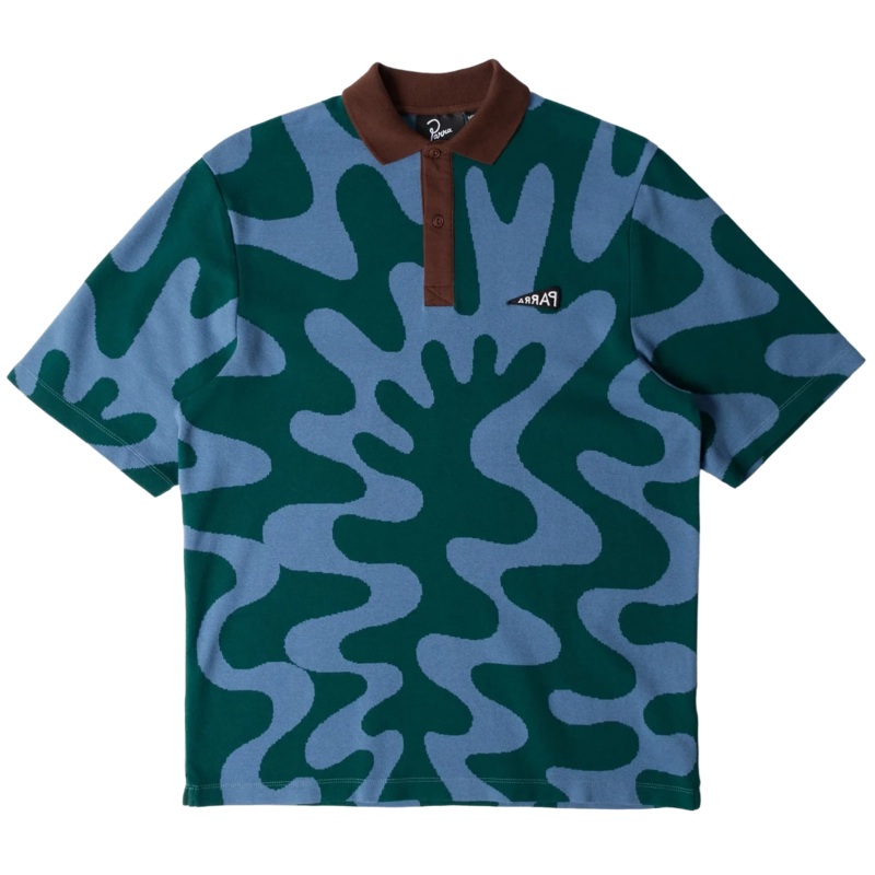 Parra Splashed Polo Shirt Pine Green S