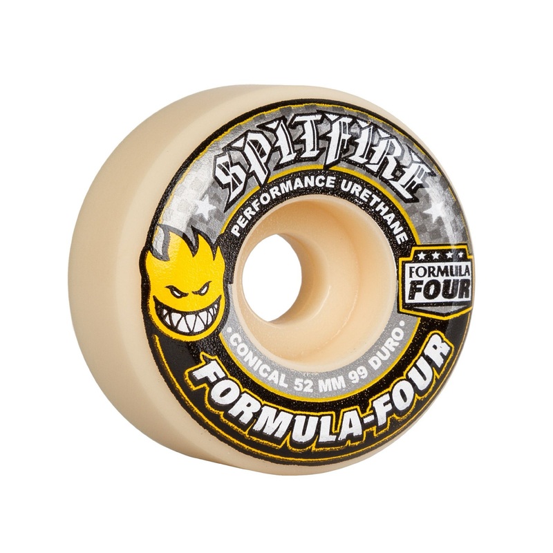 Spitfire Formula Four Conical 52mm 99a Skateboard Wheels 52mm Duro 99a Conical/Sidecut