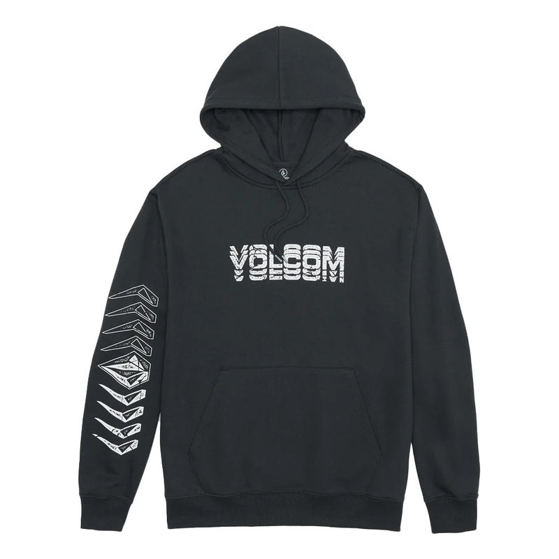 Volcom Cement Pullover Hooded Sweatshirt Washed Black Heather Small