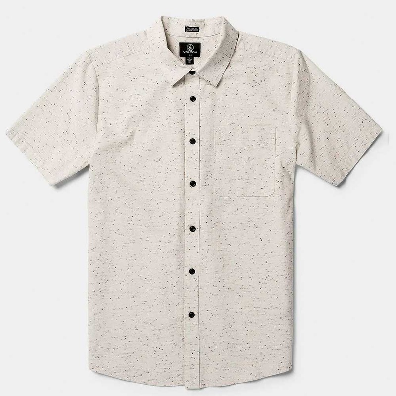 Volcom Date Knight Short Sleeve Button Up T-Shirt Small Off White