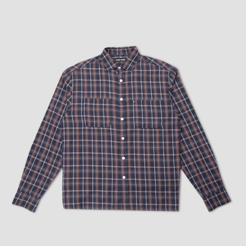 PassPort Workers Check Shirt Longsleeve Navy Small