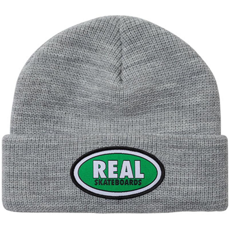 Real Oval Cuff Beanie (Grey/Green)