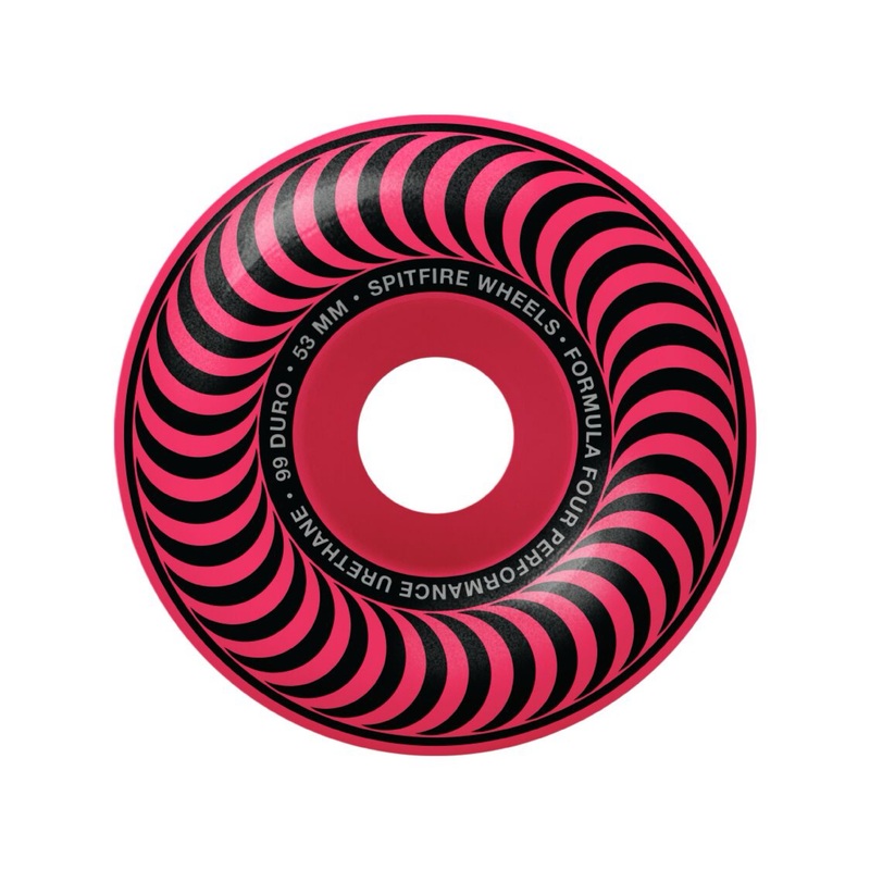 Spitfire Formula Four Classic Neon Pink 53mm 99a Skateboard Wheels 53mm Duro 99a Conical/Sidecut