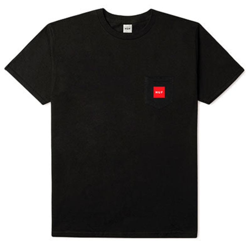 HUF Woven Label Pocket T Shirt Black Extra Large