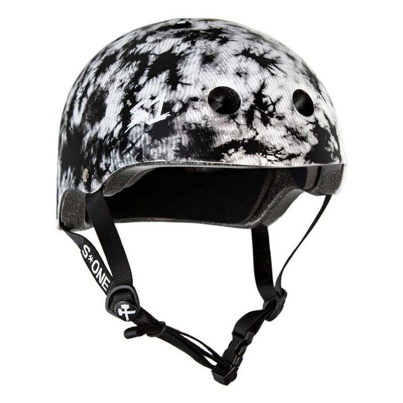 S-One S1 Lifer Skateboard Helmet Black & White Tie Dye Matte Bomba Hache Colab X-Small Black/White