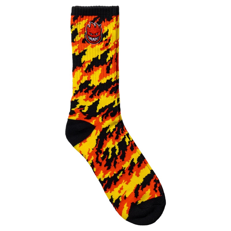 Spitfire Bighead Embroidered Flame Crew Socks Black One Size Fits All