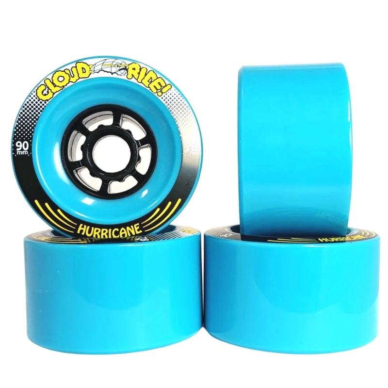 Cloud Ride Longboard Wheels Hurricanes 90mm 78A Blue/ Black (Set of 4) Blue