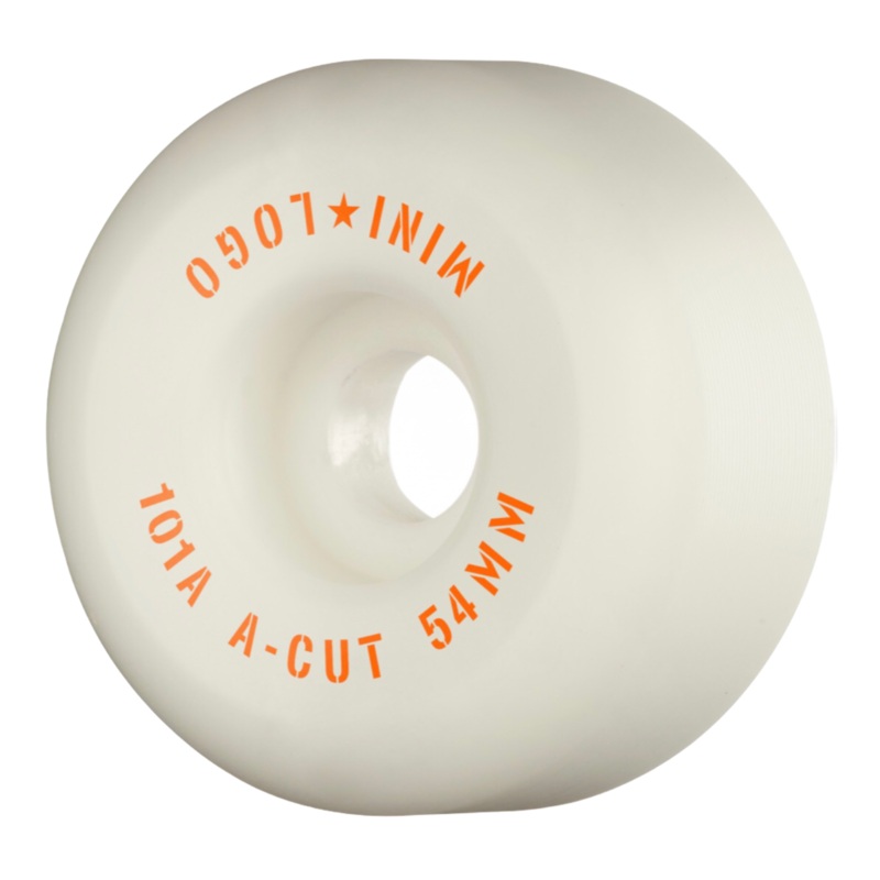 Mini Logo Skateboard Wheels A-cut “2” 54mm 101A White 4pk 54mm