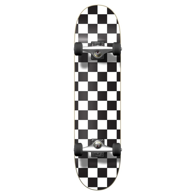 Yocaher Graphic Complete Skateboard – Checker White Complete