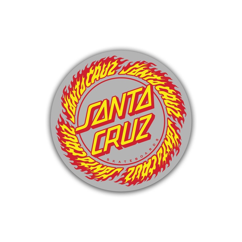 Flame Ringed Dot 3.5in Santa Cruz Stickers (25 Pack) Red/Yellow 3.5 in