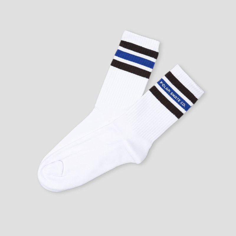 Polar Fat Stripe Socks White / Brown / Blue UK3-5