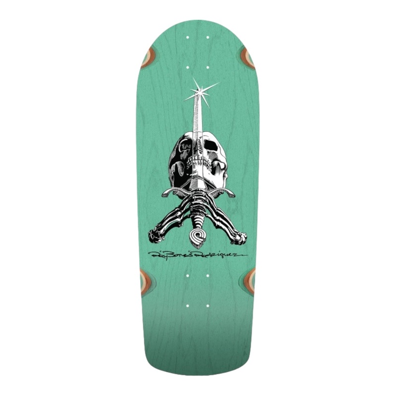 Powell Peralta OG Snub Ray Rodriguez Skull & Sword Reissue Skateboard Deck Teal Stain 10x 28.25 10.0