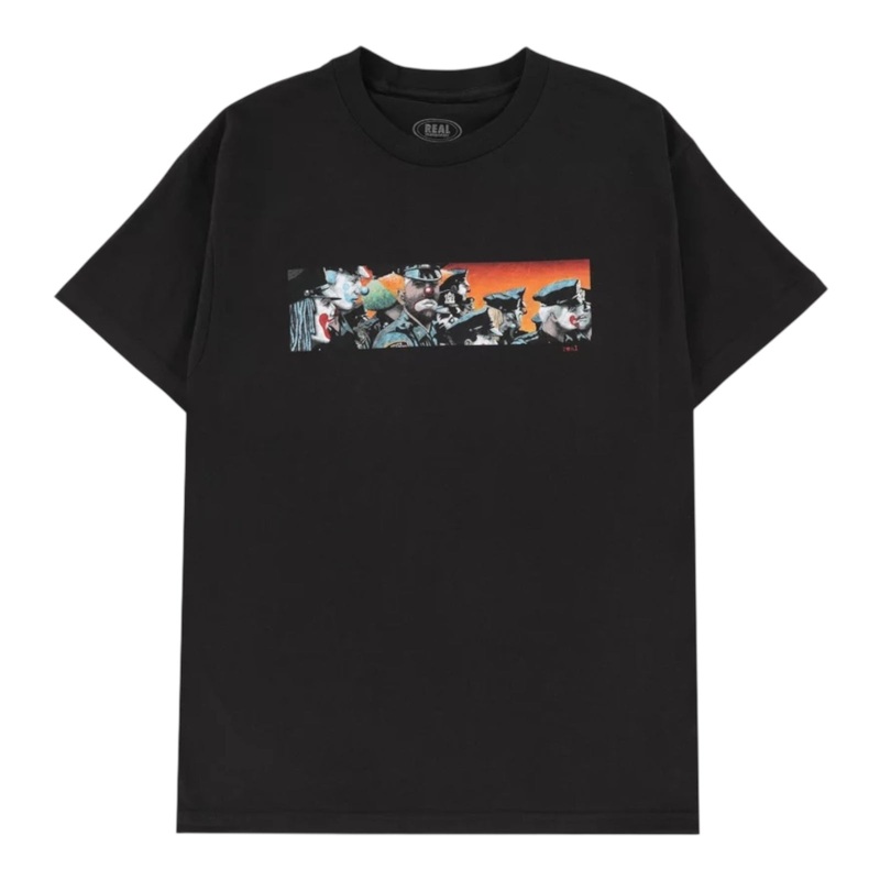 REAL SKATEBOARDS CLOWN COPS T SHIRT BLACK S