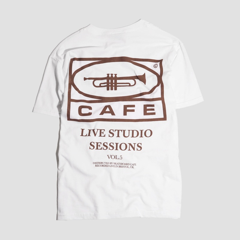 Skateboard Cafe 45 T-Shirt White / Coffee Small