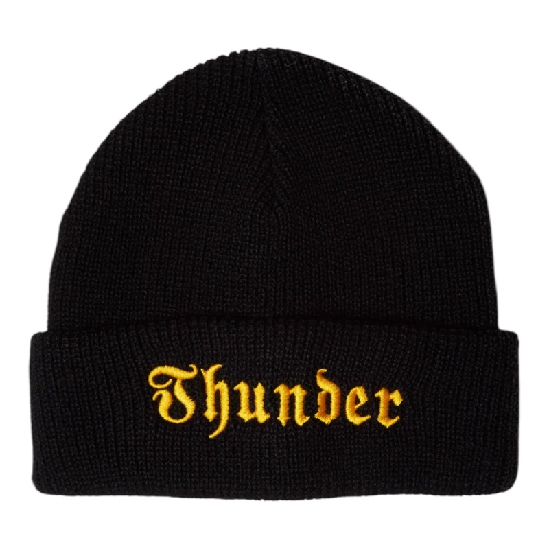 Thunder Embroidered Evil Cuff Beanie Black OS