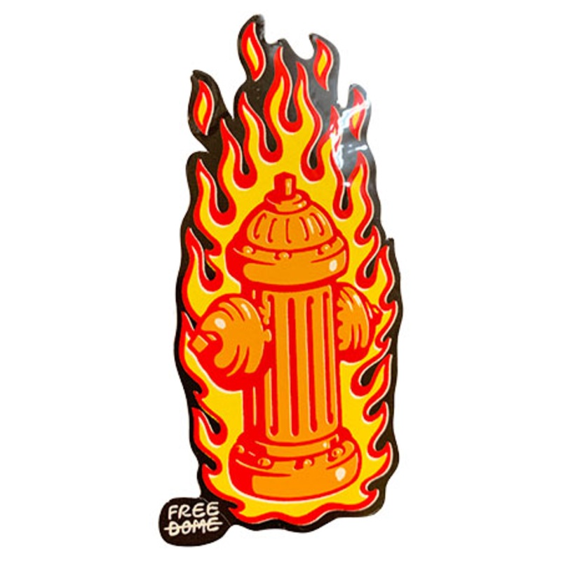 Freedome Skateboards Fire Hydrant Sticker Orange/ Yellow 4.25″ x 1.75″