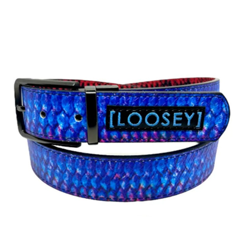 Loosey Atlantic Drift Reversible Fish Scale Belt Blue/ Red One Size Fits All