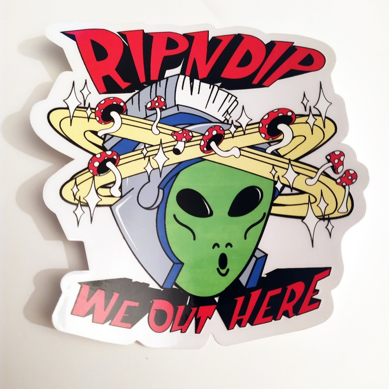 Rip N Dip Skateboard Sticker – “We Out Here” – 10cm high approx