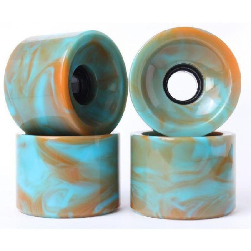 Solid Blended Blue Orange 70mm Gel Soft Longboard Wheels