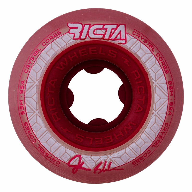53mm Shanahan Crystal Cores Clear Metallic Red 95a Ricta Skateboard Wheels Clear 53mm