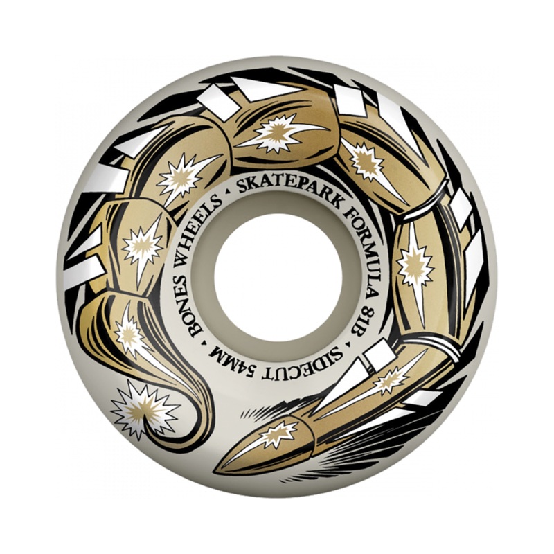 Bones SPF P5 Scorpeedo 54mm 81b White/Gold Skateboard Wheels 54mm Duro 81b Conical/Sidecut