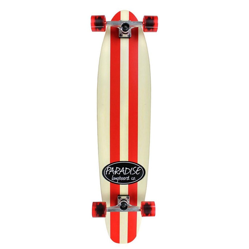 Paradise Red Pinstripe 44″ Kicktail Longboard Complete