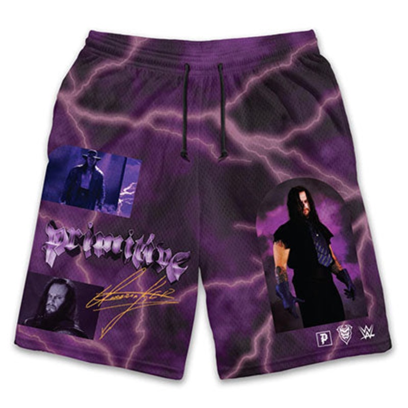 Primitive Skateboarding WWE Deadman Forever Mesh Shorts Purple Small