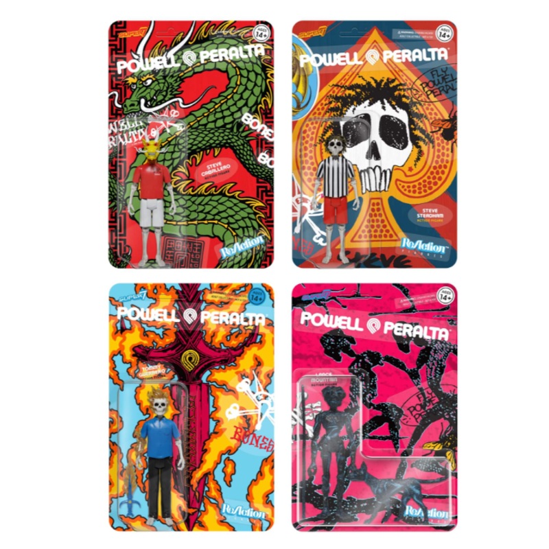 Super7 x Powell Peralta Steve Caballero, Lance Mountain, Steve Steadham & Tommy Guerrero Figures