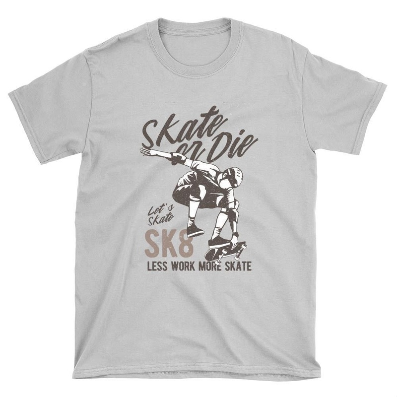 Less Work More Skate Skateboard T-Shirt S Sport Grey