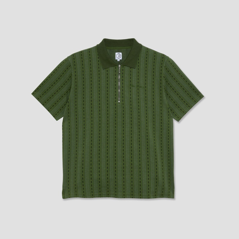 Polar Road Zip Polo Shirt Dark Green Small