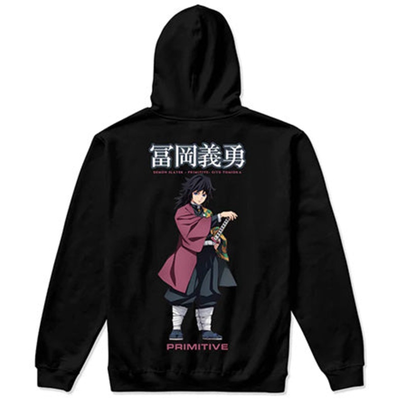 Primitive Skateboarding Primitive x Demon Slayer Giyu Tomioka Pullover Hooded Sweatshirt Black Extra Large