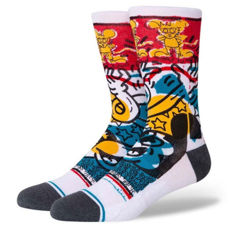 Stance Primary Haring Crew Socks White Large