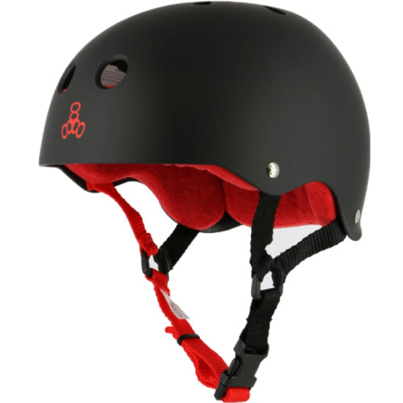 Triple Eight Sweatsaver Helmet – Black Rubber/Red Small