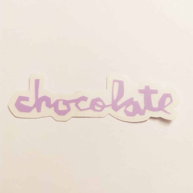 Chocolate Chunk Logo Skateboard Sticker – Lilac – 8cm across approx